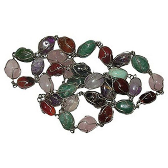 Gemstone Wire Wrap Flapper Necklace